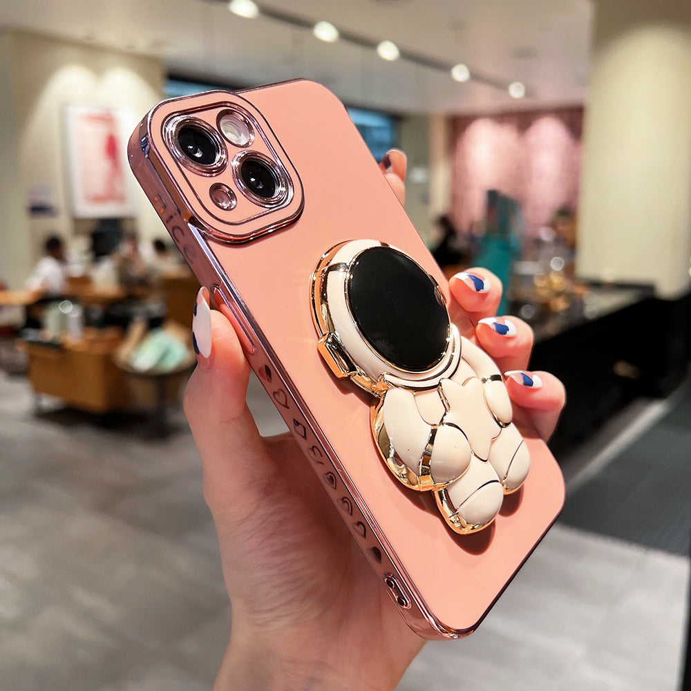 For iPhone 14 Plus Electroplating Anti-drop Cover TPU Phone Case with Astronaut Kickstand For iPhone 14 Plus Electroplating Anti-drop Cover TPU Phone Case with Astronaut Kickstand